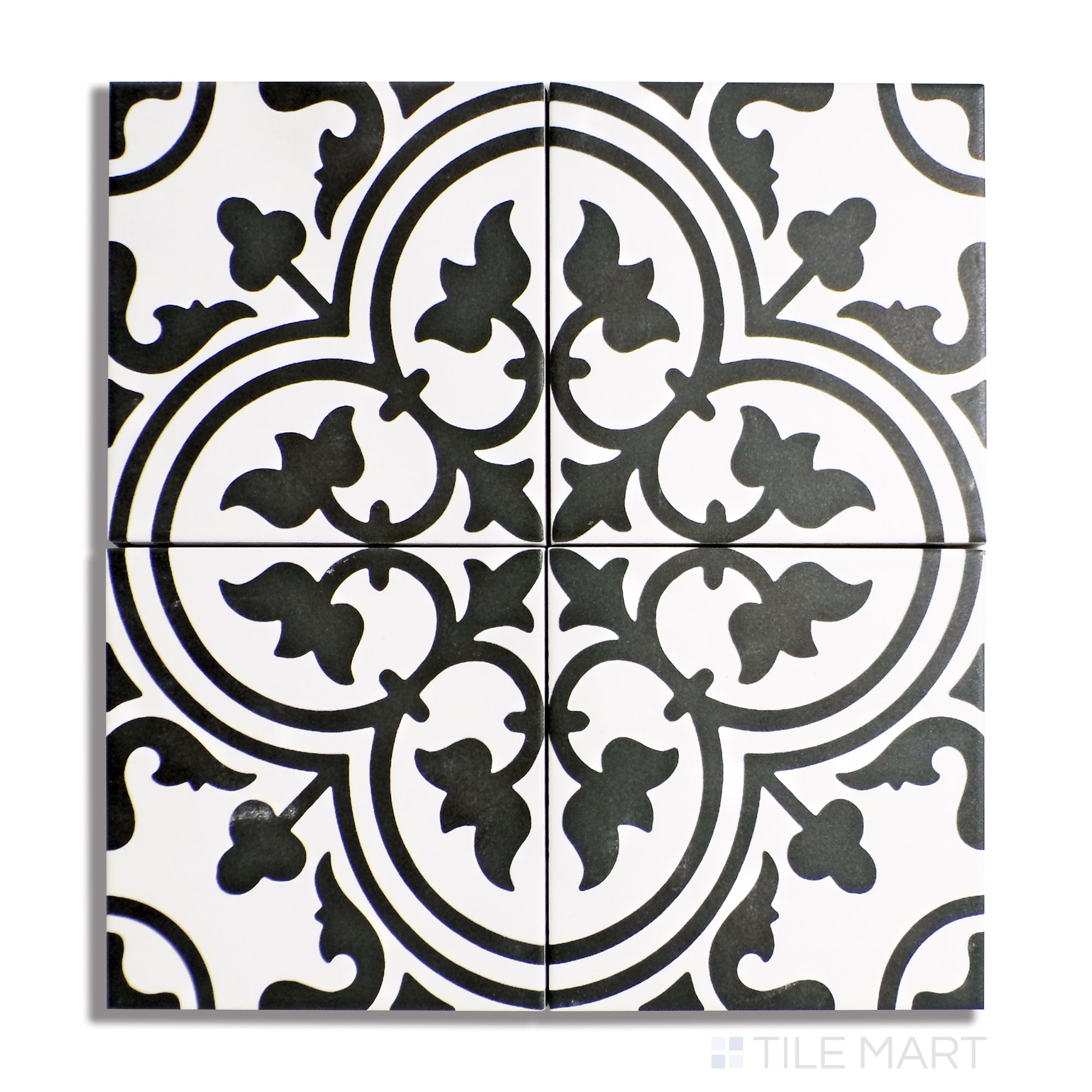 Frame 15 Porcelain Decorative Field Tile 6X6 Clover B&W Matte Tilemart