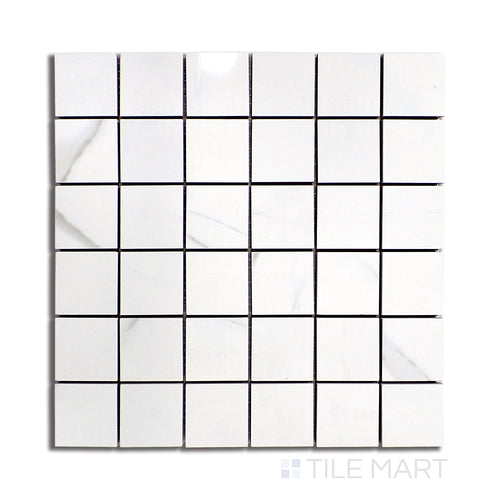 Marmolab Calacatta 2" Square Glossy Porcelain Mosaic