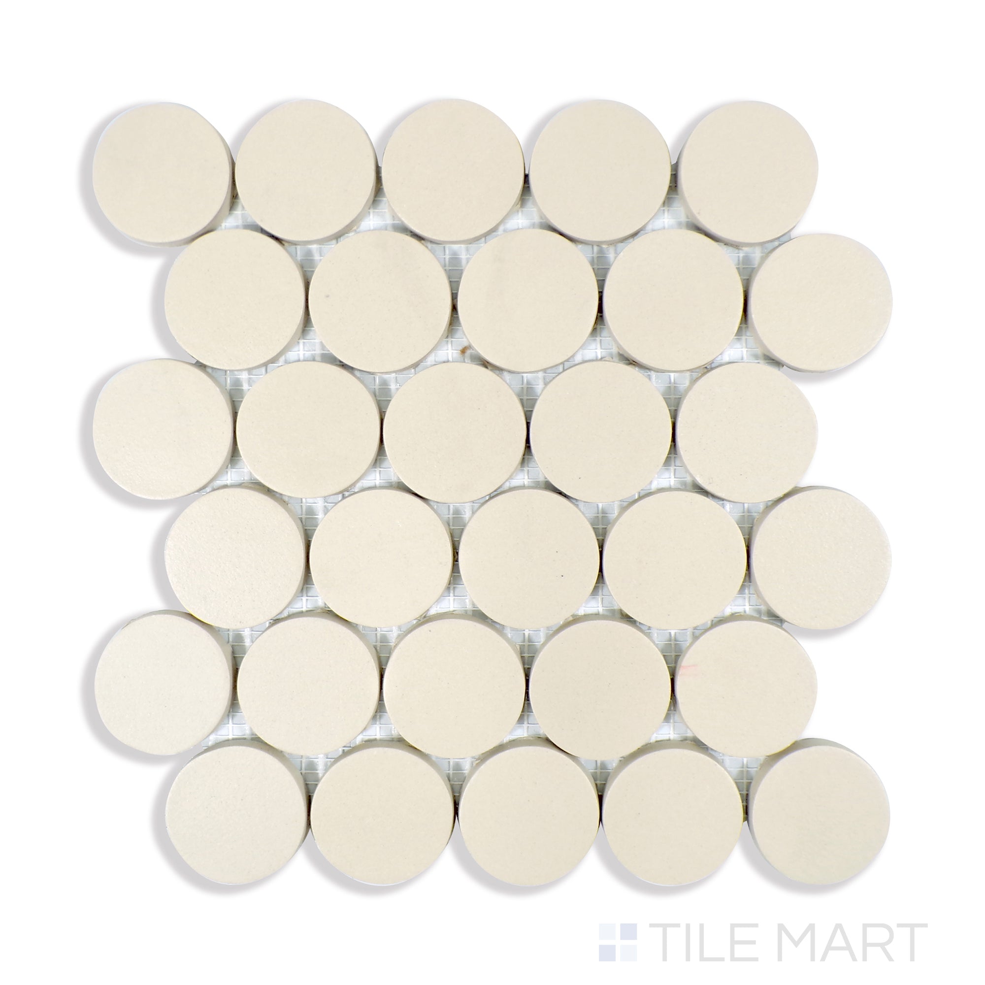 Makoto 2 Round Matte Porcelain Mosaic Tile in Tatami Beige