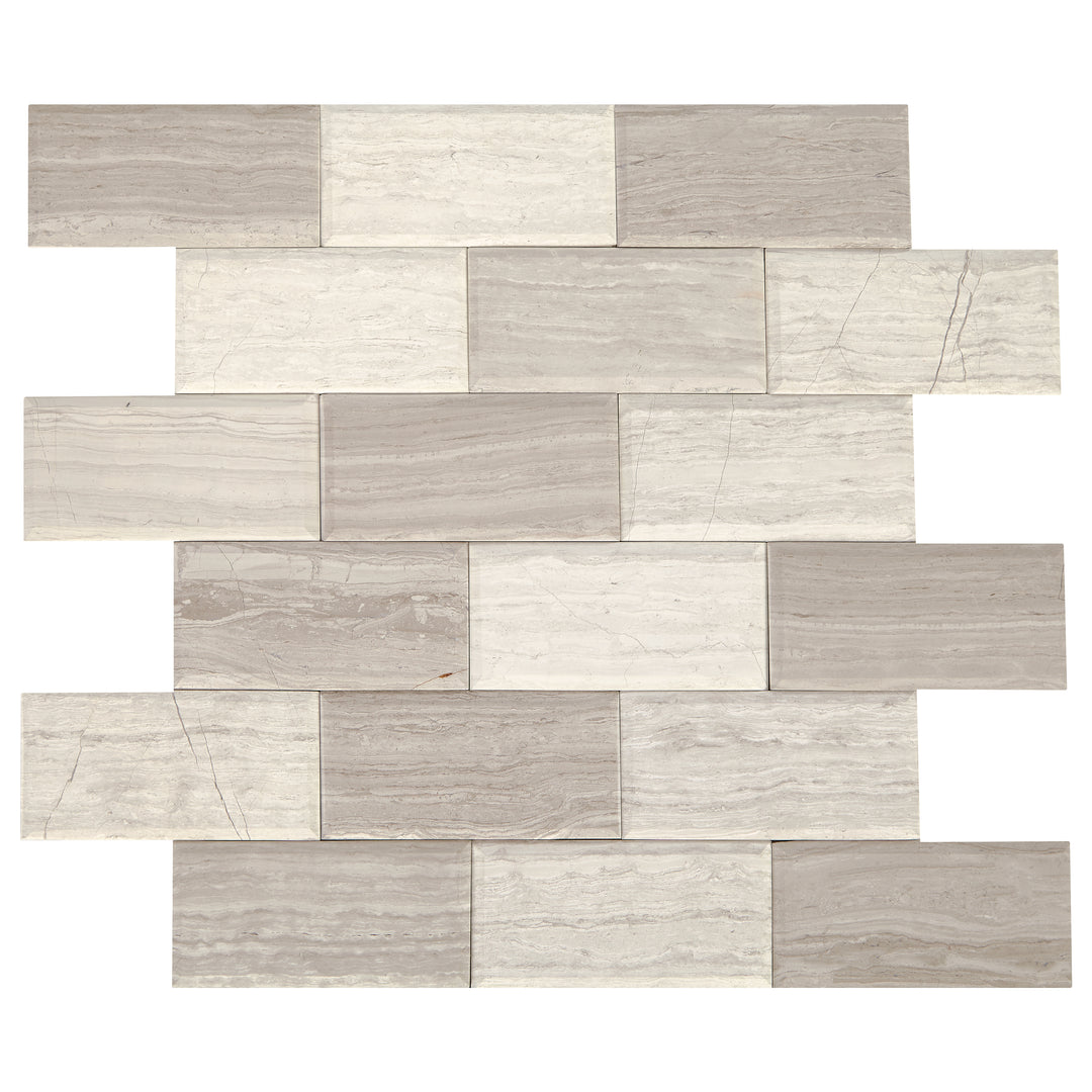 Simplystick Mosaix 2X4 Natural Stone Mosaic 12X12 Chenille White Honed