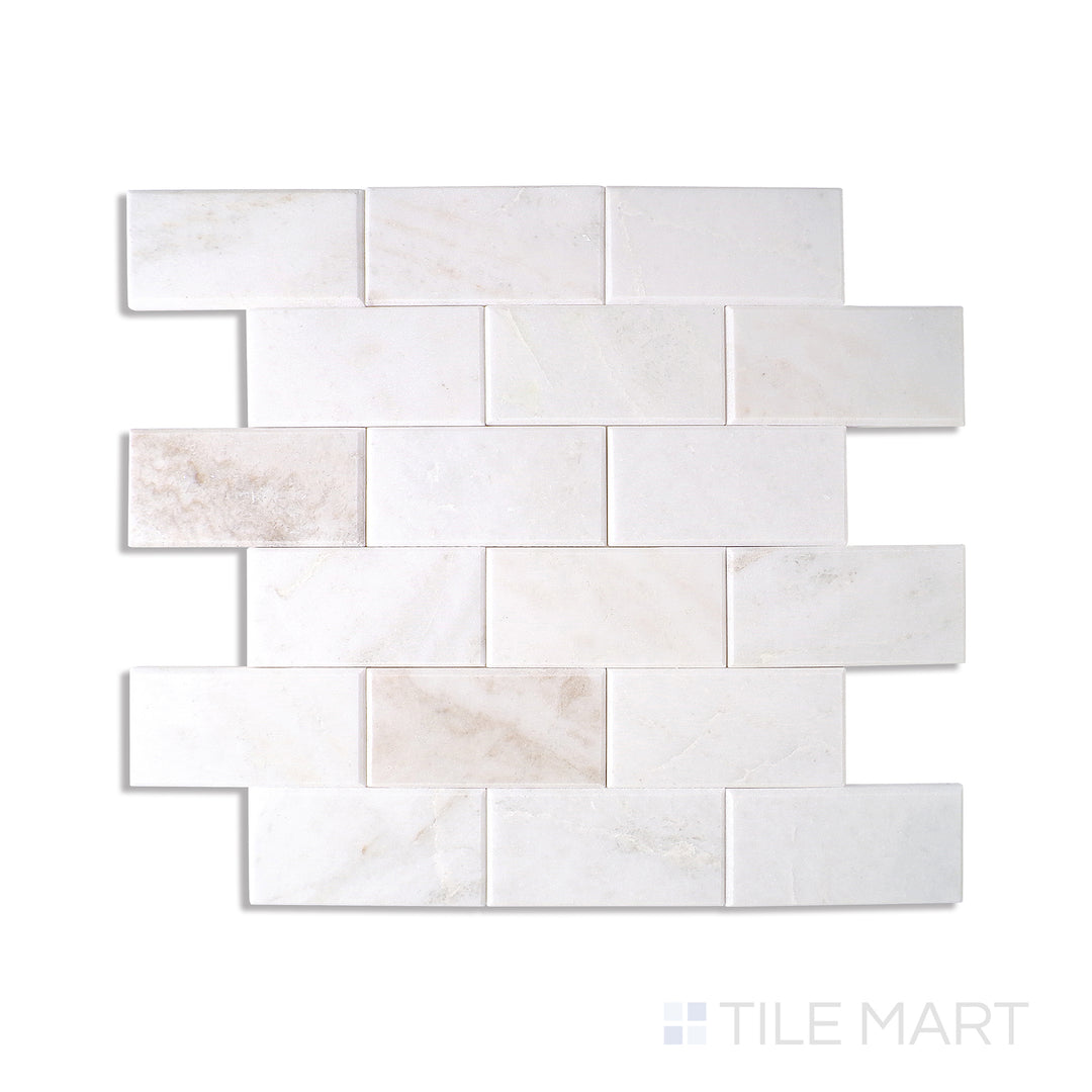 Simplystick Mosaix 2X4 Natural Stone Mosaic 12X12 Carrara White Honed