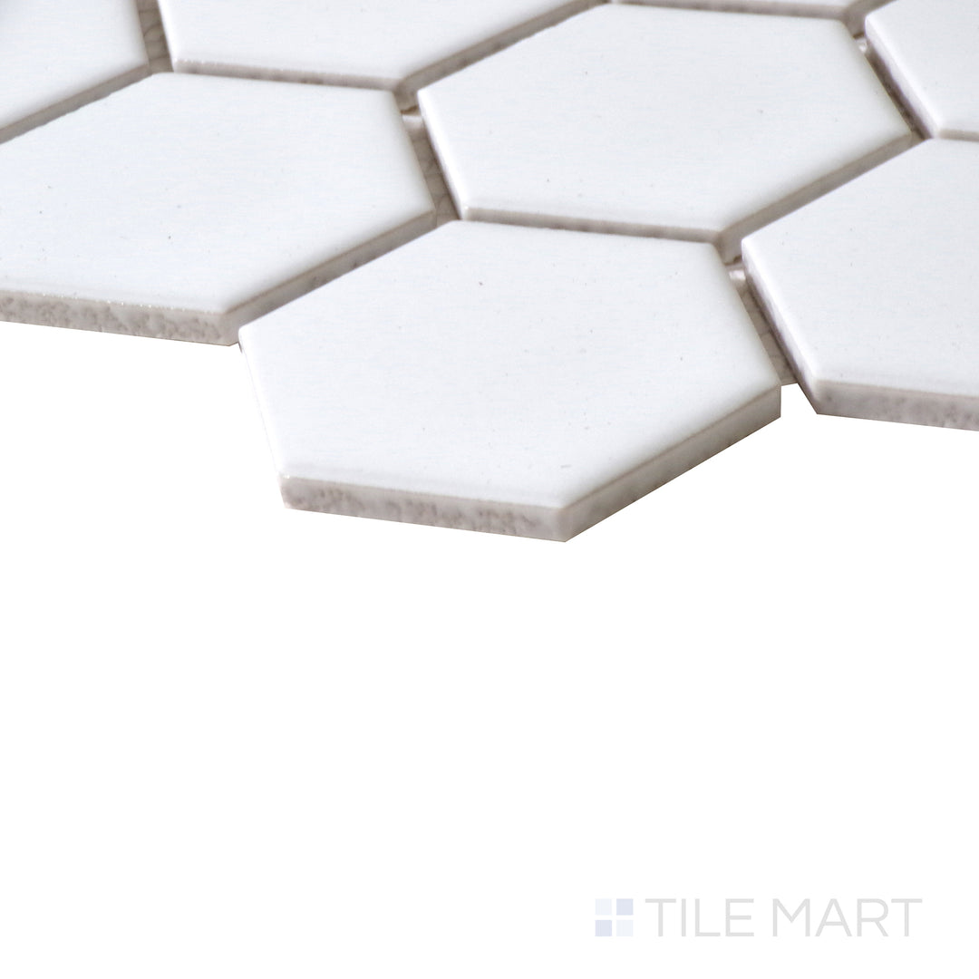 Domino 2" Hexagon Porcelain Mosaic Misc. White Glossy