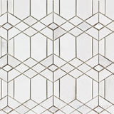 Panache White Polished Marble, Metal Mosaic