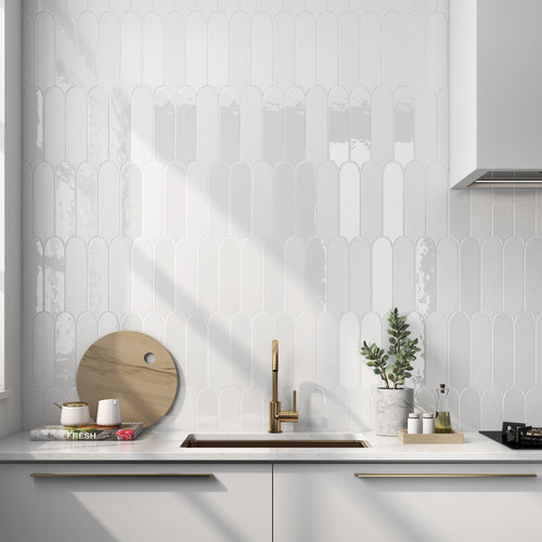 Feathers White Ice 3X12 Bright Ceramic