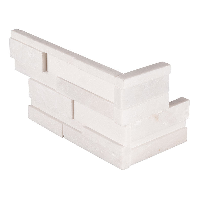 Rockmount 3D Marble Ledger Panel Corner 6X18 White Honed