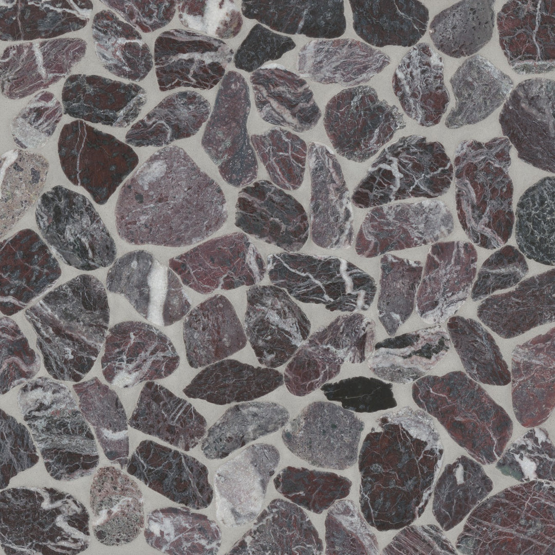 Waterbrook Sliced Pebble Stone Mosaic 12X12 Rosso Levanto