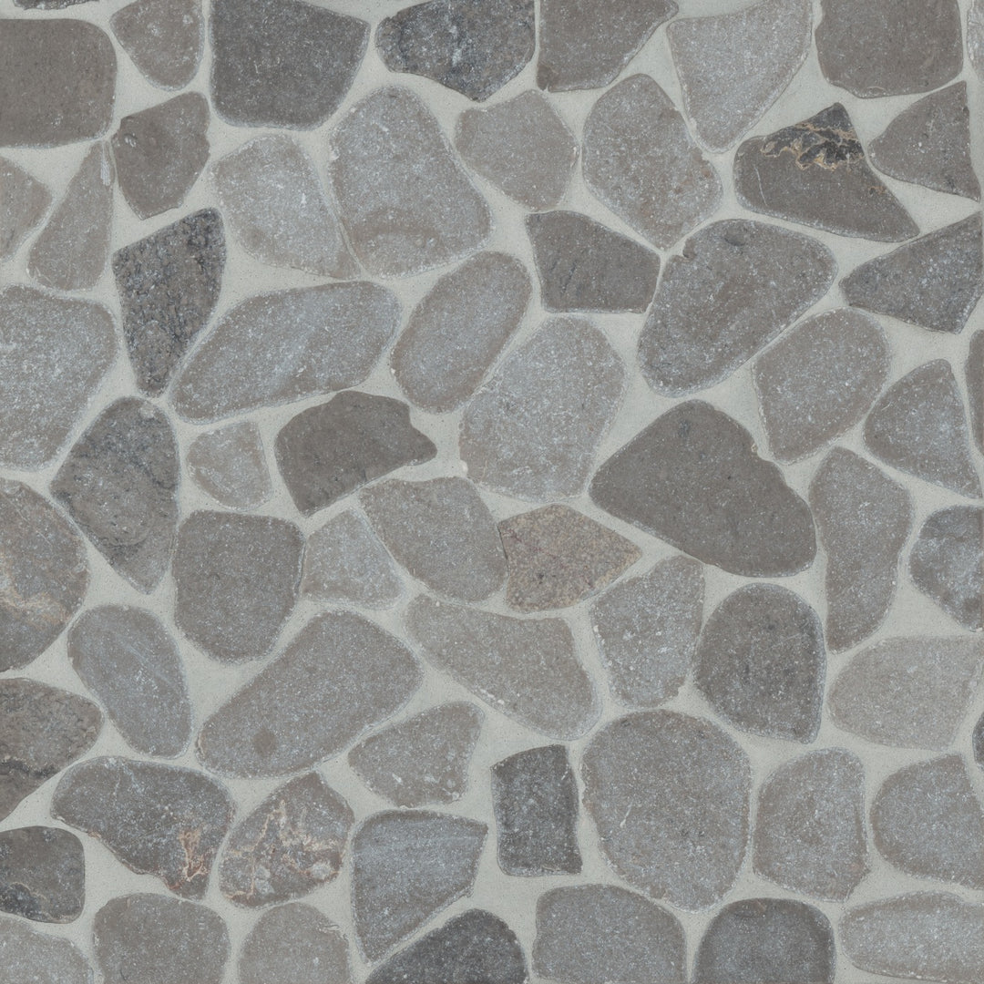 Waterbrook Sliced Pebble Stone Mosaic 12X12 Pewter Grey
