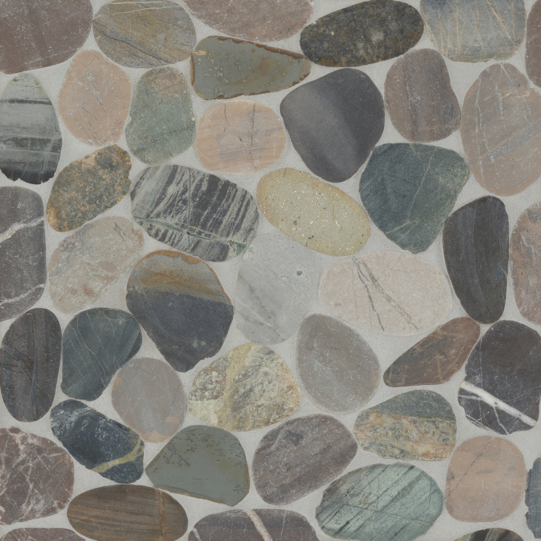 Waterbrook Sliced Pebble Stone Mosaic 12X12 Grey Mix