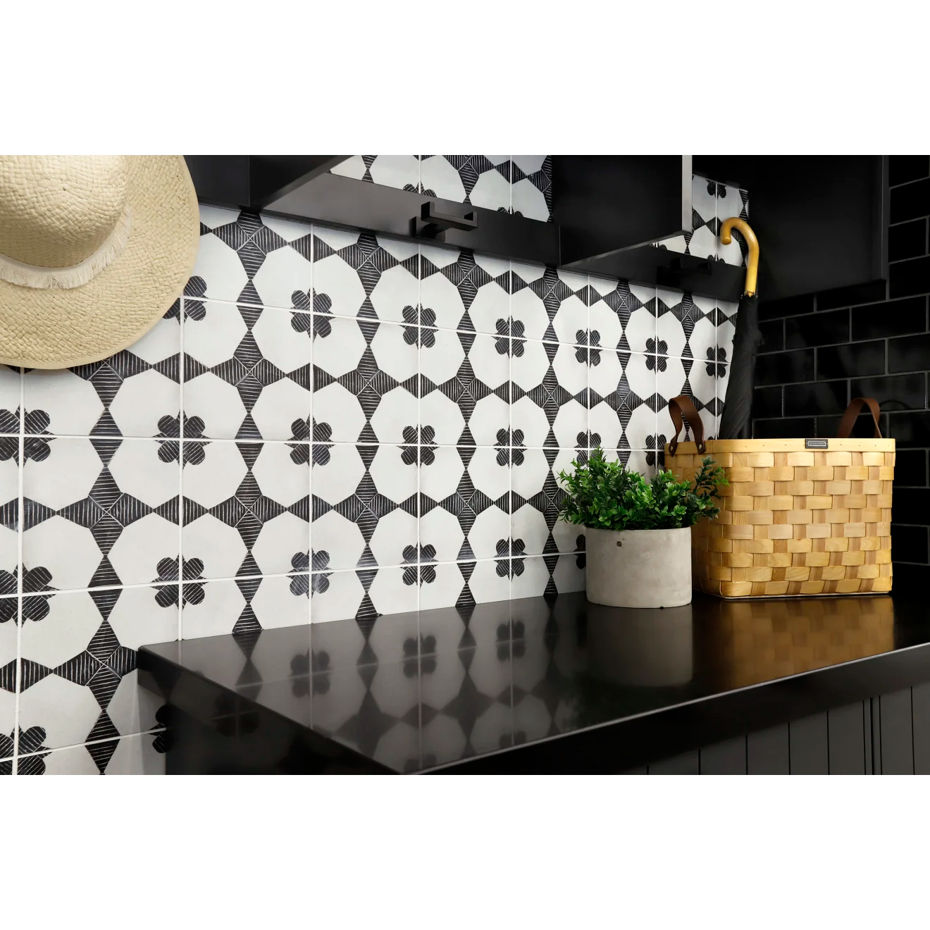 The Enchante decorative tile collection blends contemporary, Mediterranean, encaustic, eclectic, and bohemian aesthetics, creating a visually captivating and stylish space.