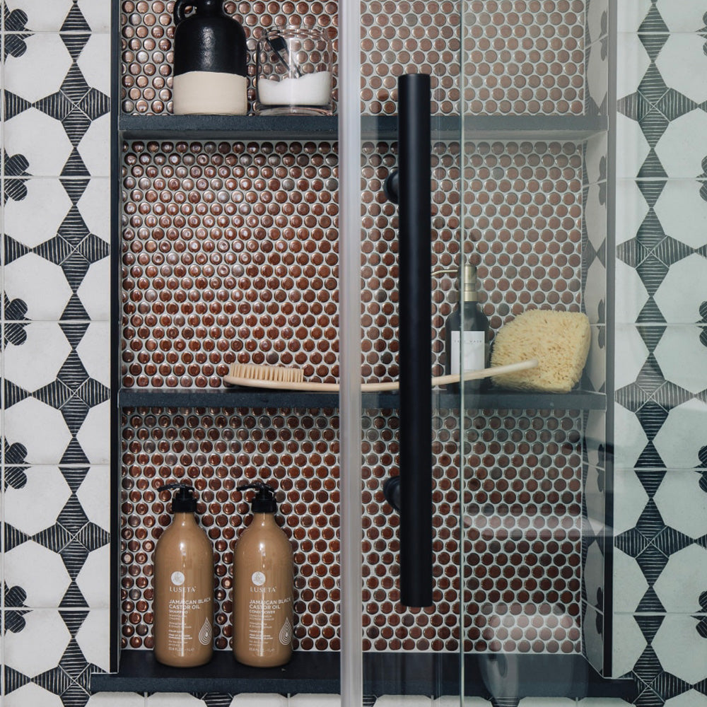 The 360° Series decorative tile collection offers a seamless fusion of contemporary, rustic, and farmhouse styles, adding an eclectic flair to any space.