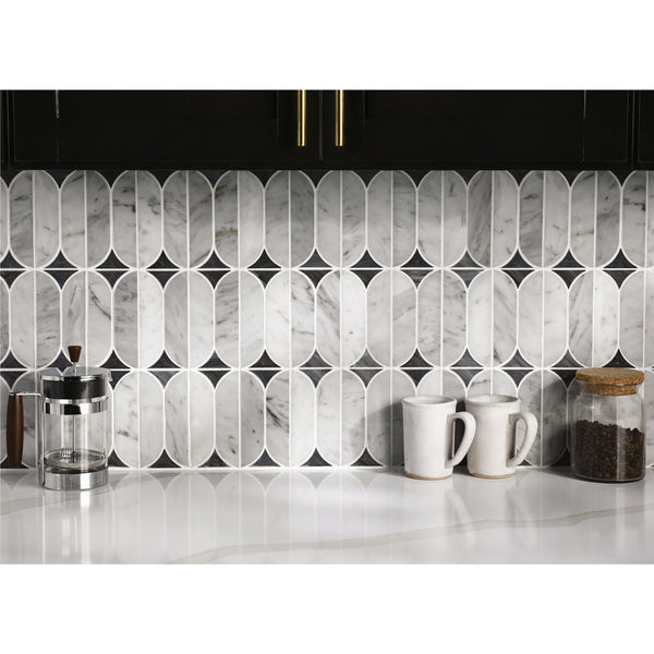 Enhance your interiors with the timeless elegance of Perfit Mosaix tile.  Featuring a sophisticated stone-look finish, this tile effortlessly blends into traditional, Mid-Century Modern, coastal, and transitional spaces