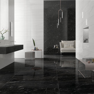 The Marmolab tile collection captures the timeless elegance of marble with a refined aesthetic, perfect for traditional, Art Deco, and mid-century modern interiors