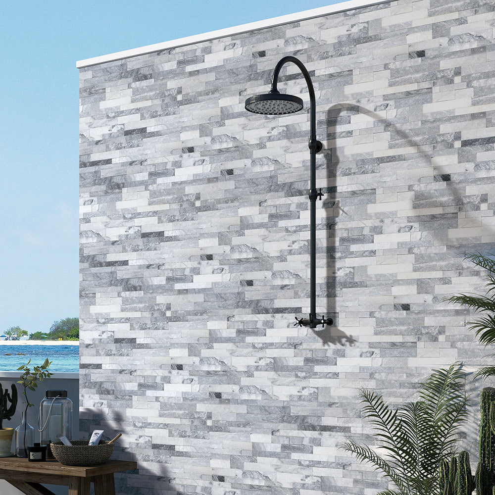 The Natural Splitface Stackstone Panels collection showcases an authentic stone look, perfect for traditional, rustic, and farmhouse-style spaces