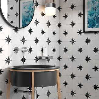 Infuse your interiors with bold patterns and dynamic energy with the Starburst tile collection. This encaustic decorative tile is designed for contemporary, eclectic, and Mediterranean spaces, adding an artistic statement wherever it's placed.