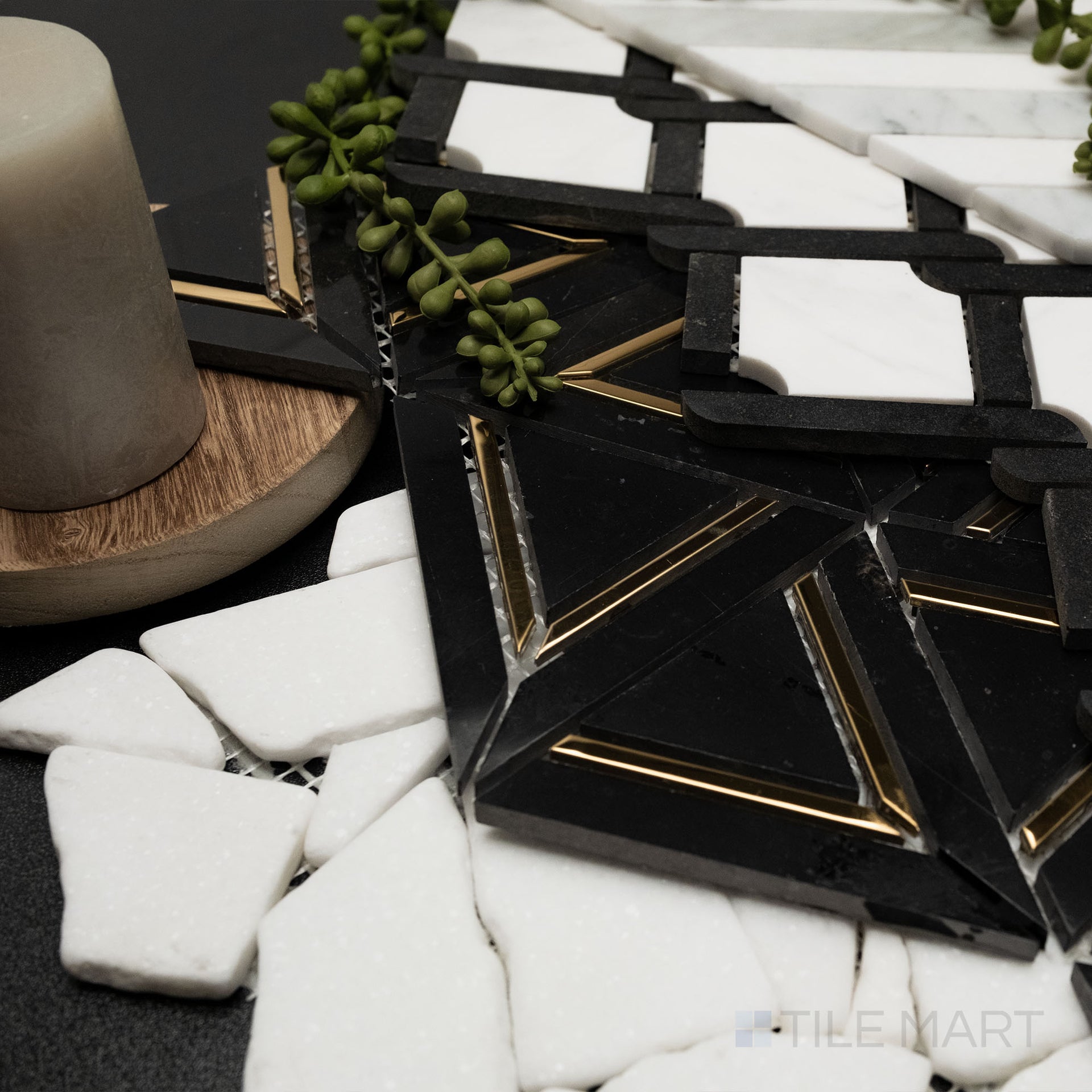 Add a bold and refined touch to your space with Rockart marble tile.  Designed to complement contemporary, industrial, transitional, eclectic, and Art Deco interiors, this tile brings a sense of luxury and modernity