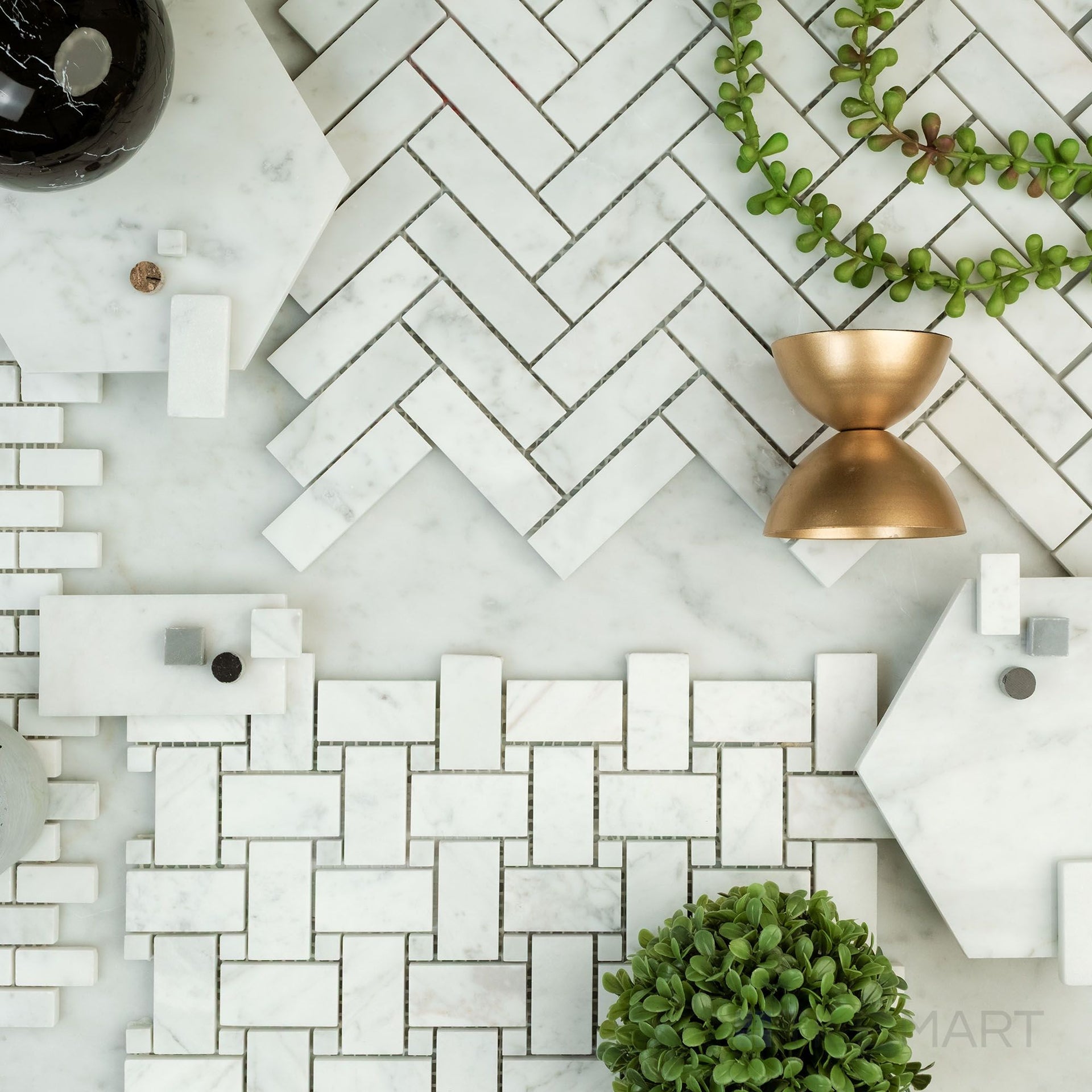 White Carrara tile collection featuring classic white marble visuals with soft grey veining, offering timeless elegance and refined natural beauty.