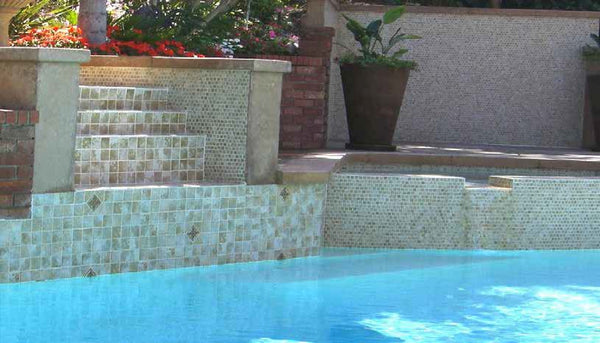 Joya Collection from Fujiwa showcases exquisite handmade decorative pool tiles, perfect for contemporary, eclectic, transitional, and coastal designs