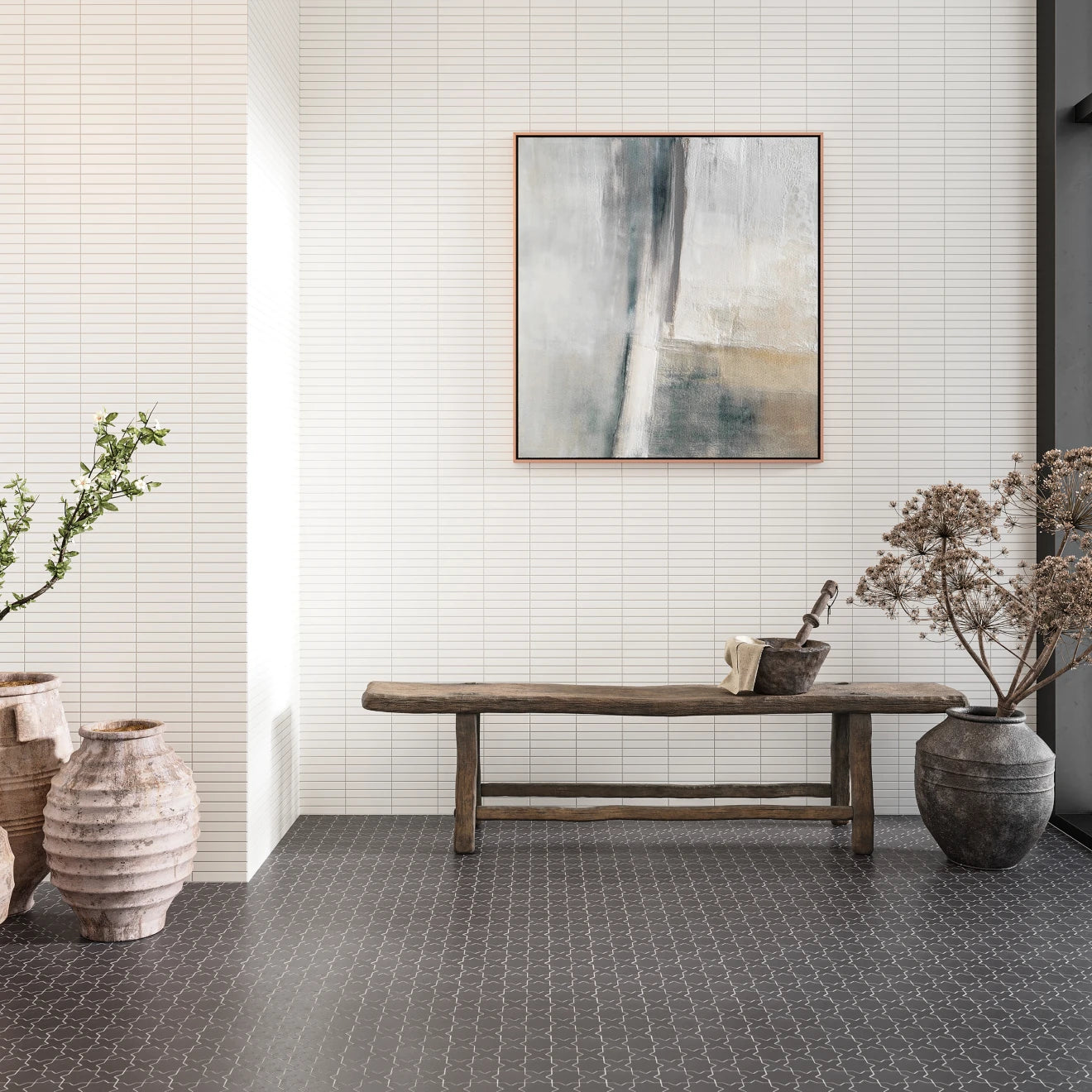 The Le Café decorative tile collection showcases traditional, art deco, eclectic, and mid-century modern influences, bringing a refined vintage charm to interiors.