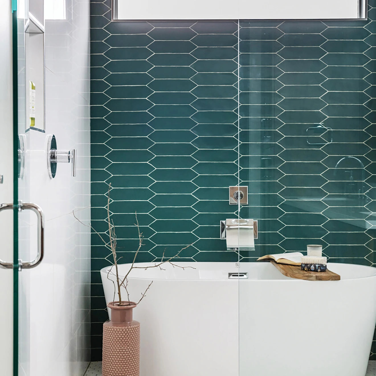 The Reine decorative tile collection blends modern and transitional styles, offering a sleek yet timeless design for contemporary interiors.