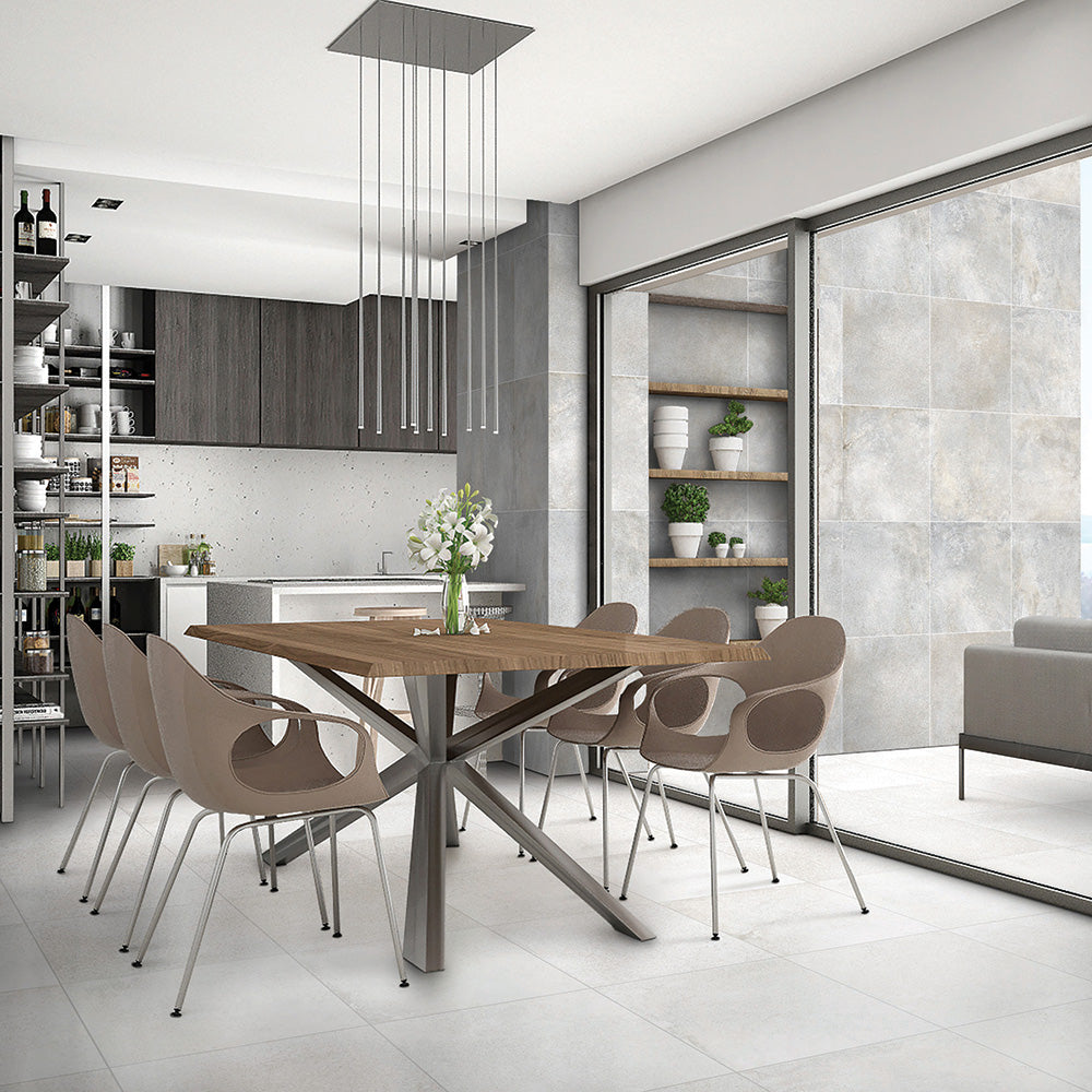 The Brooklyn Cemento tile collection embraces a raw, concrete-inspired aesthetic, perfect for modern, industrial, mid-century modern, and rustic interiors.   atmosphere