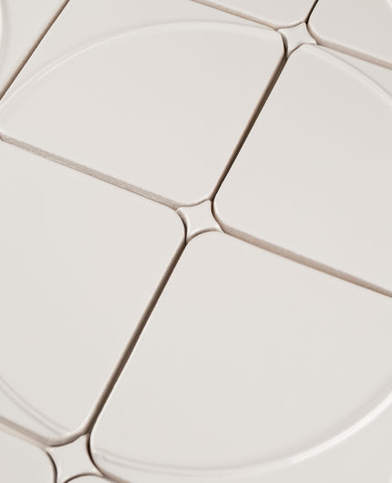 Flat lay of beige and white tiles