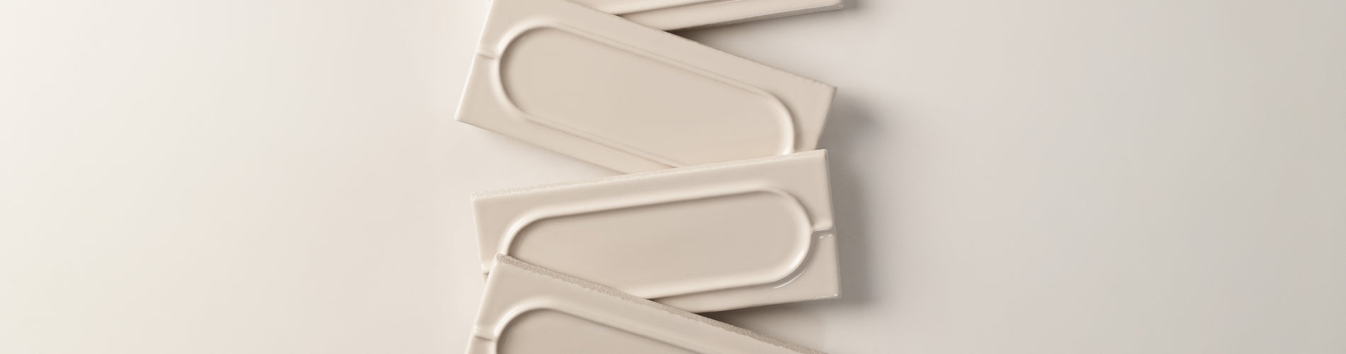 Flat lay of beige and white tiles