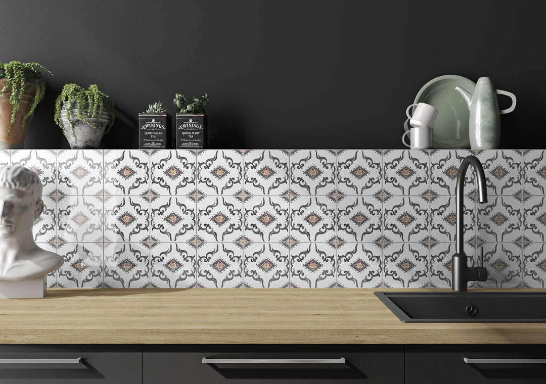 Andratx Dragonera Porcelain Decorative Field Tile 6X6 Charcoal Glossy