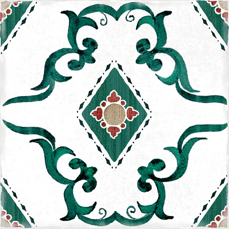 Overhead shot of Andratx Dragonera Green 6X6 Glossy Porcelain, featuring a rich green hue with a sleek glossy sheen.