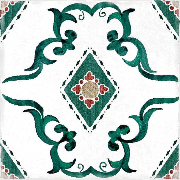 Andratx Dragonera Porcelain Decorative Field Tile 6X6 Green Glossy