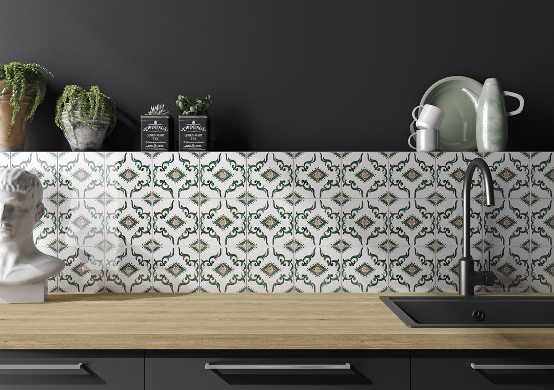 Andratx Dragonera Porcelain Decorative Field Tile 6X6 Green Glossy