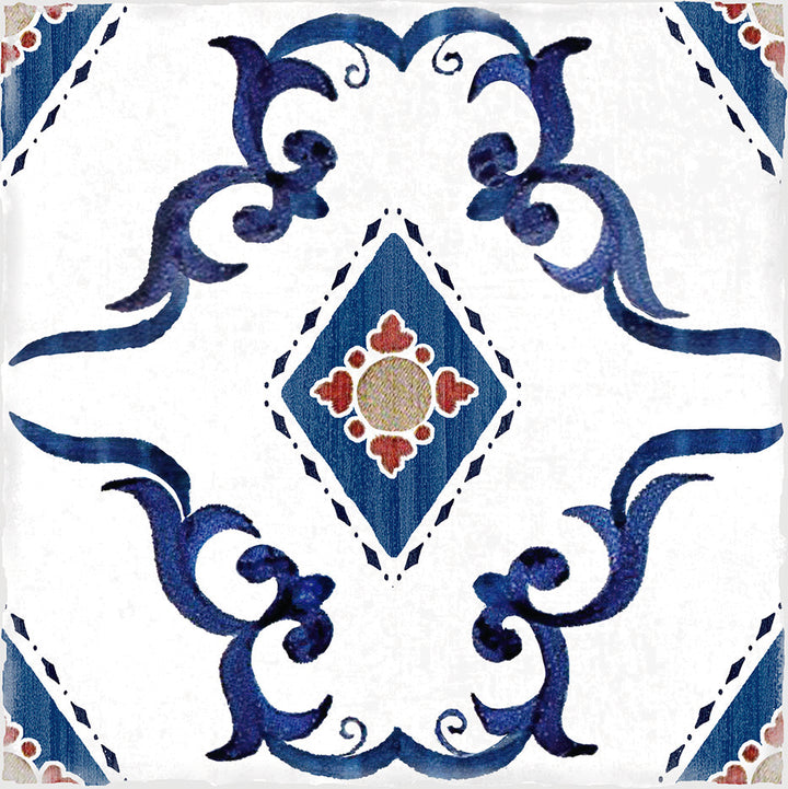 Flat lay of Andratx Dragonera Navy 6X6 Glossy Porcelain, displaying a deep navy blue color with a lustrous glossy surface.