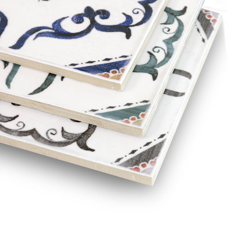 Andratx Dragonera Porcelain Decorative Field Tile 6X6 Navy Glossy