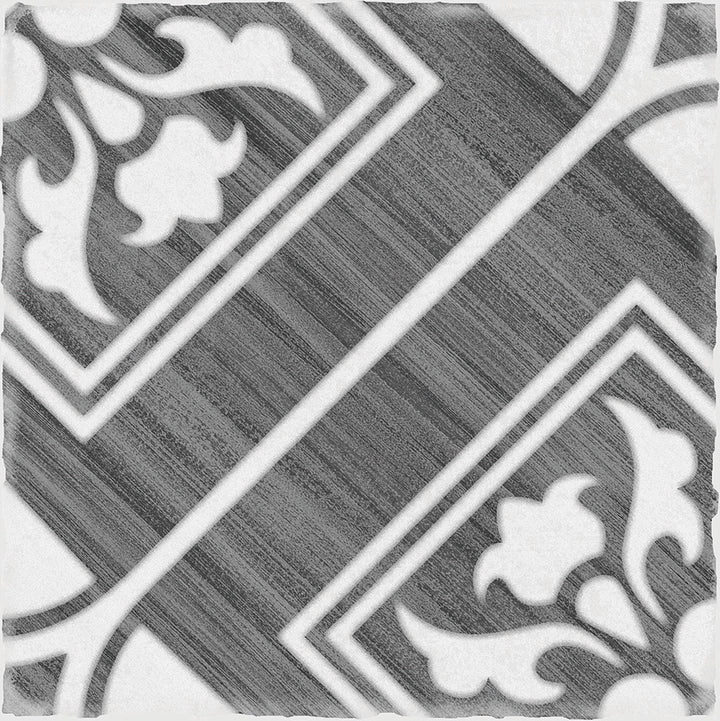 Top-down shot of Andratx Telmo Charcoal 6X6 Glossy Porcelain, presenting bold dark tones with a high-gloss polished effect.