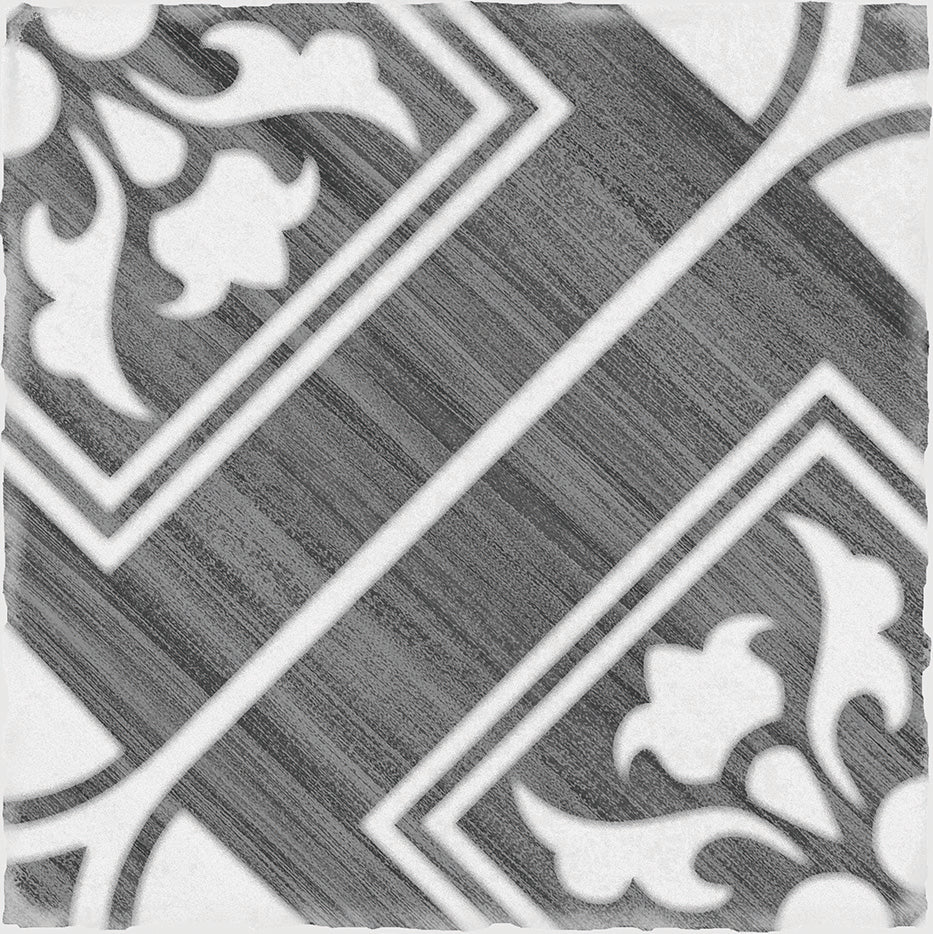 Andratx Telmo Porcelain Decorative Field Tile 6X6 Charcoal Glossy