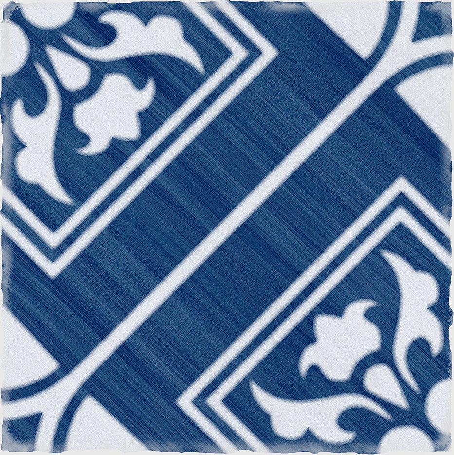 Flat lay of Andratx Telmo Navy 6X6 Glossy Porcelain, showcasing its deep navy surface with a high-gloss sheen.