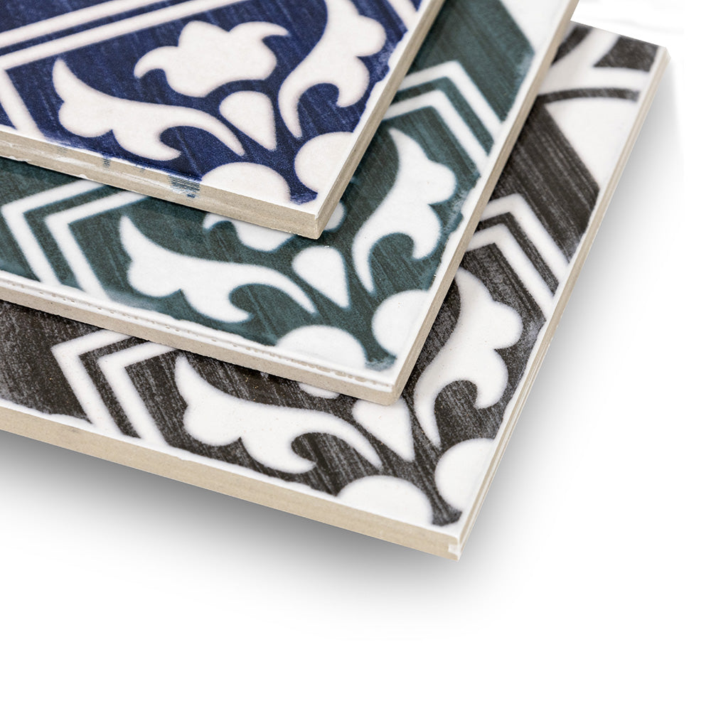 Andratx Telmo Porcelain Decorative Field Tile 6X6 Navy Glossy
