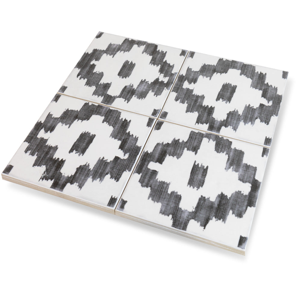 A sleek charcoal shade with a polished finish is showcased in this close-up texture shot of Andratx Tramontana Charcoal 6x6 glossy porcelain tile.