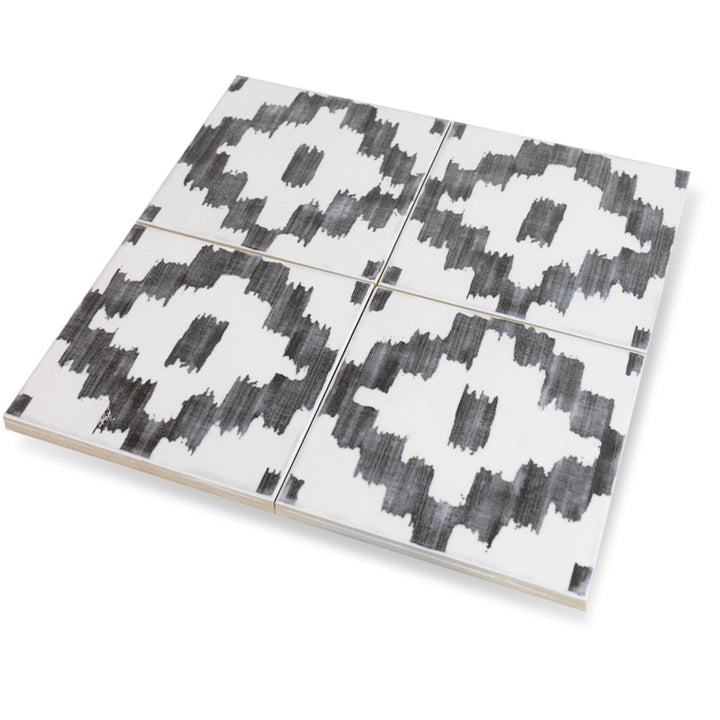 A sleek charcoal shade with a polished finish is showcased in this close-up texture shot of Andratx Tramontana Charcoal 6x6 glossy porcelain tile.