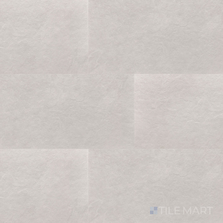 Flat lay of Ash White 12X24 Matte Porcelain, showcasing a soft white hue with a velvety matte finish.