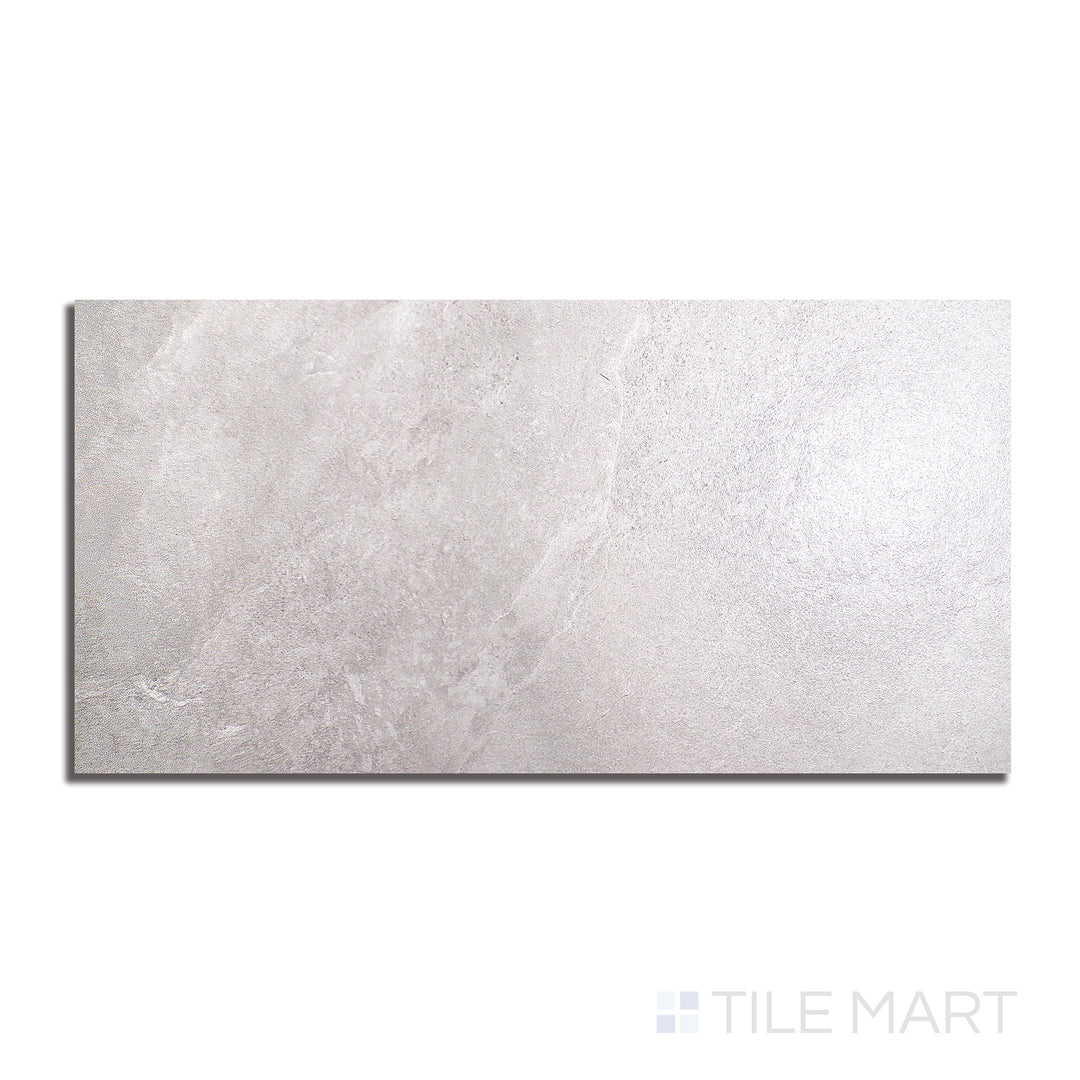 Overhead shot of Ash Silver 24X48 Matte Porcelain, featuring a cool grey tone with a smooth, modern matte finish.