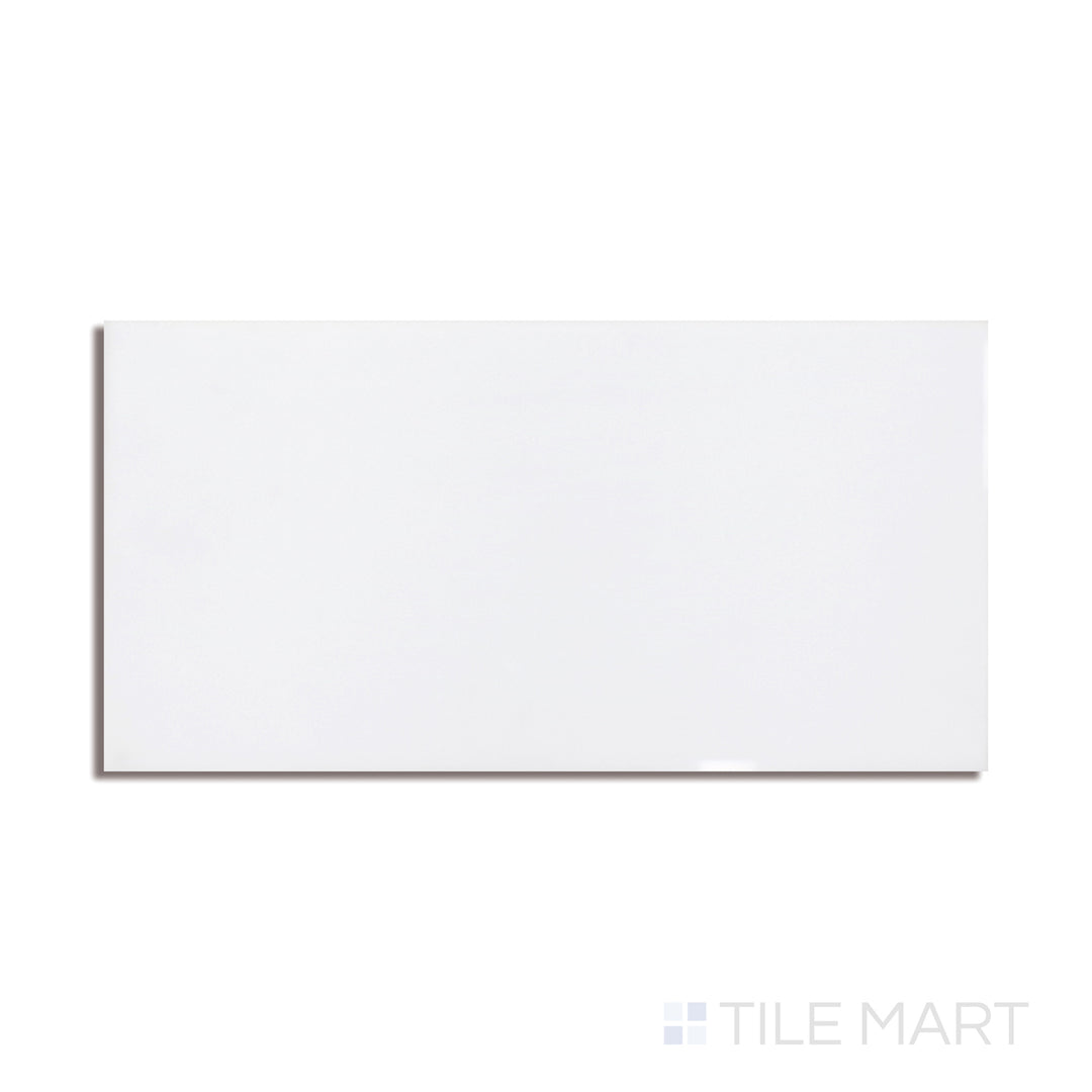 Flat lay of Basics White 3X6 Matte Ceramic Bullnose, featuring a smooth transition edge with a modern matte finish.