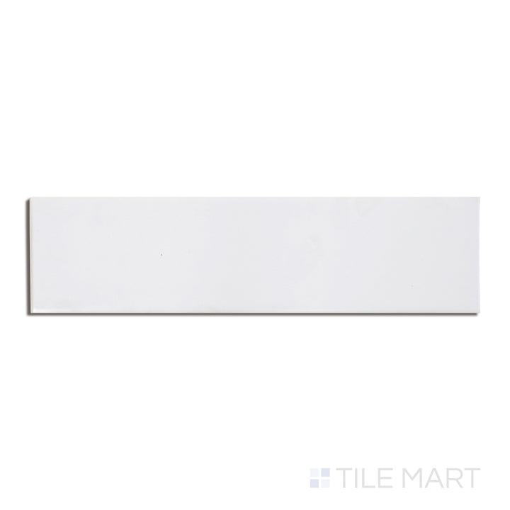 Flat lay of Basics White 3X12 Matte Ceramic Bullnose, showcasing a pristine white surface with a curved bullnose detail.