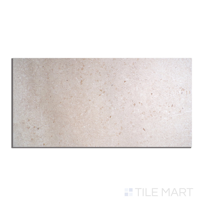 Aerial perspective of Brooklyn Cemento Sand 24X48 Honed Porcelain, emphasizing its soft sandy hue and honed surface for a natural, warm feel.