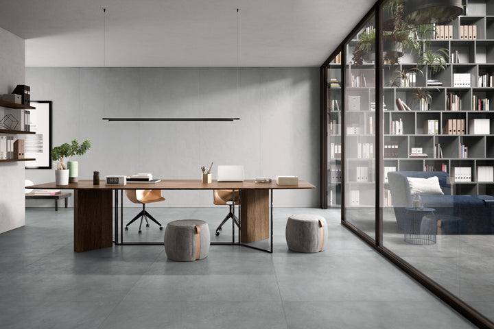 A refined ambiance highlighted by Creos Dorian matte porcelain, offering a perfect blend of modern aesthetics and timeless character.