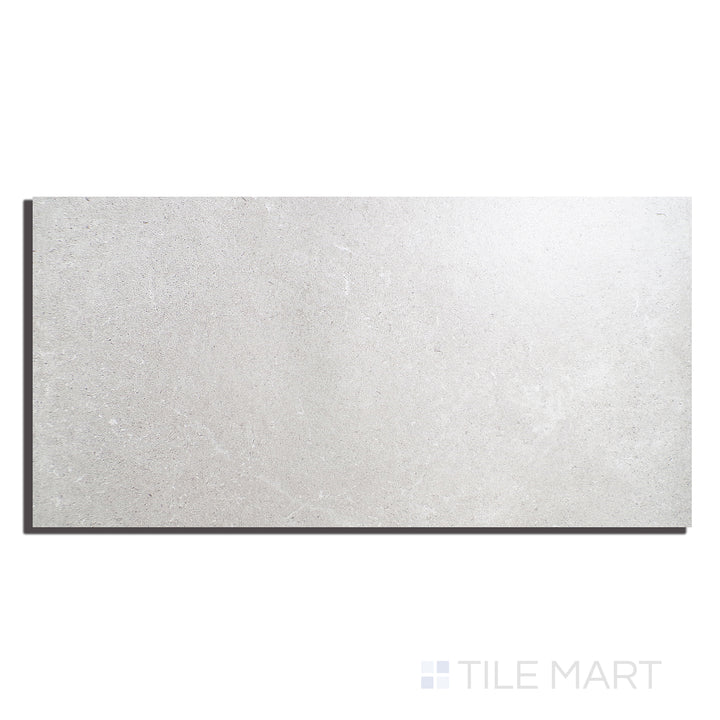 Top-down view of Epika Pearl 12X24 Matte Porcelain, a light pearl-colored matte tile with subtle texture, offering timeless elegance.