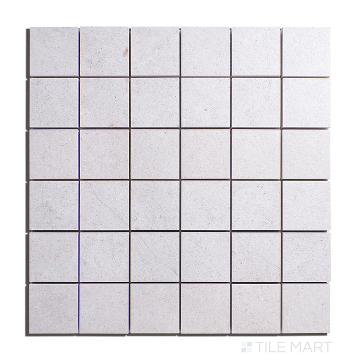 Aerial view of Epika Shell 2" Square Matte Porcelain Mosaic, highlighting soft shell-inspired tones in a matte finish, bringing a coastal essence to interiors.