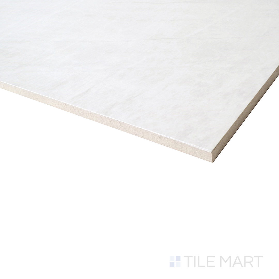 The polished white tones reflect from a side view, revealing the subtle yet sophisticated texture of Da Vinci White.