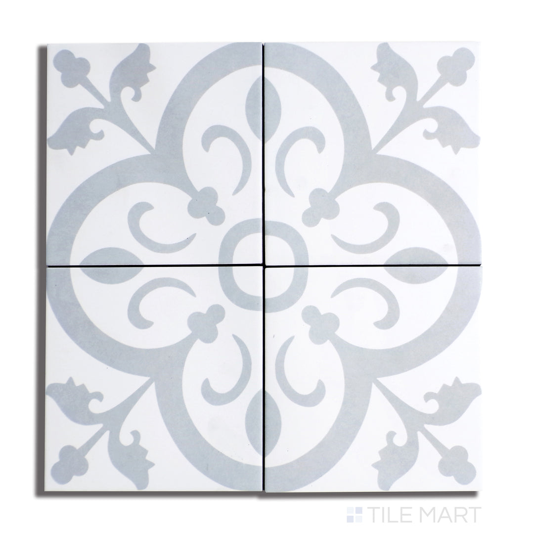 Aerial shot of Frame 15 Perla Chic 6X6 Matte Porcelain, presenting a delicate pearl-like surface with a contemporary matte glaze.