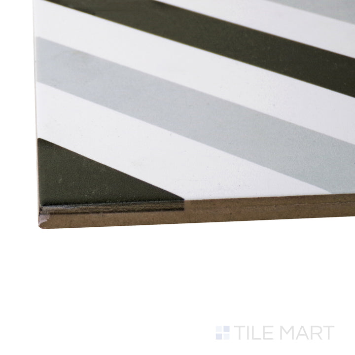 Frame 15 Porcelain Decorative Field Tile 6X6 Stripes B&W Matte