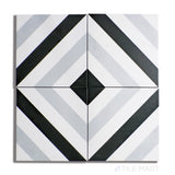 Frame 15 Stripes B&W 6X6 Matte Porcelain Tile